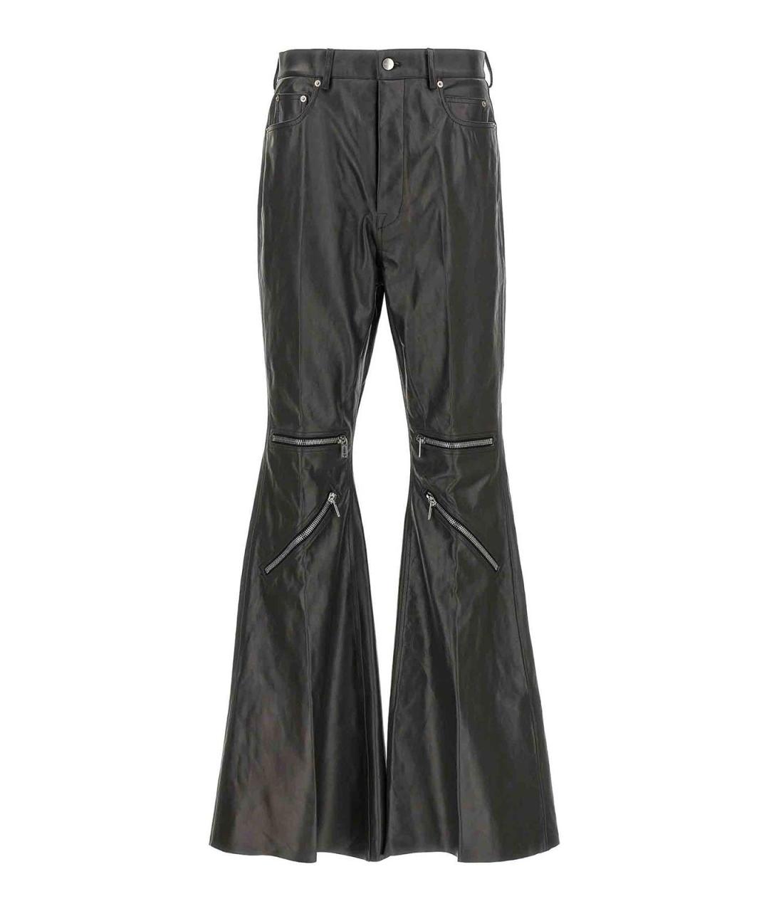 RICK OWENS Черные кожаные повседневные брюки, фото 1