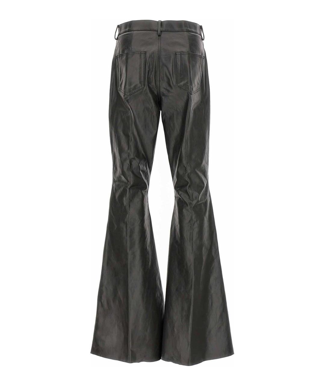 RICK OWENS Черные кожаные повседневные брюки, фото 2