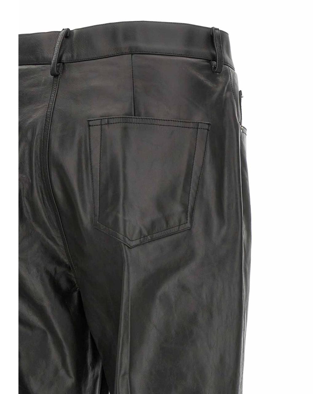 RICK OWENS Черные кожаные повседневные брюки, фото 4