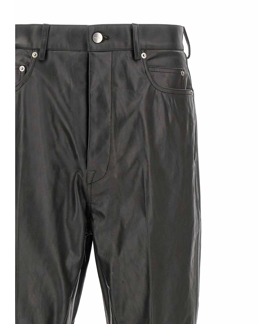RICK OWENS Черные кожаные повседневные брюки, фото 3