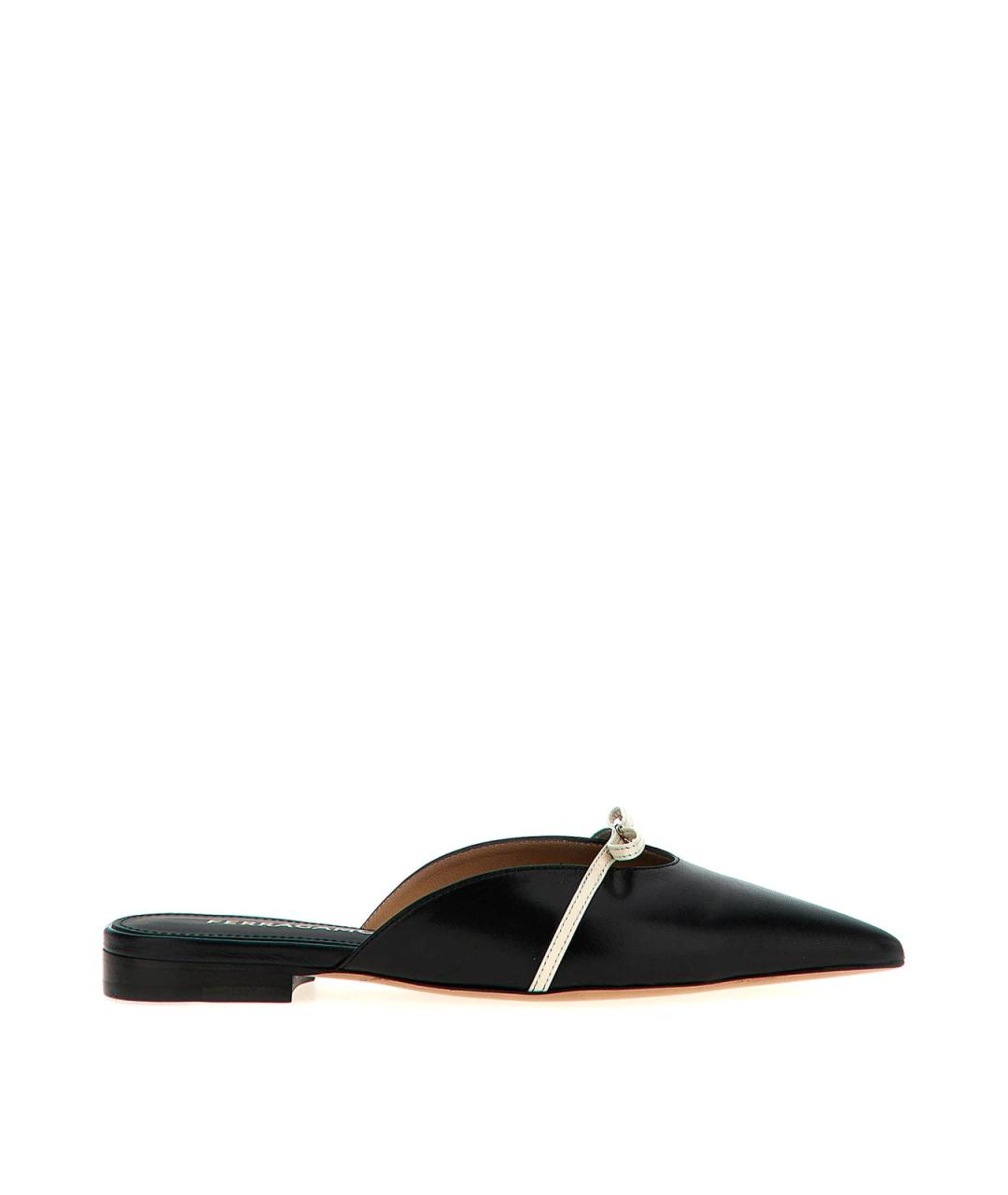 FERRAGAMO Черные кожаные мюли, фото 1