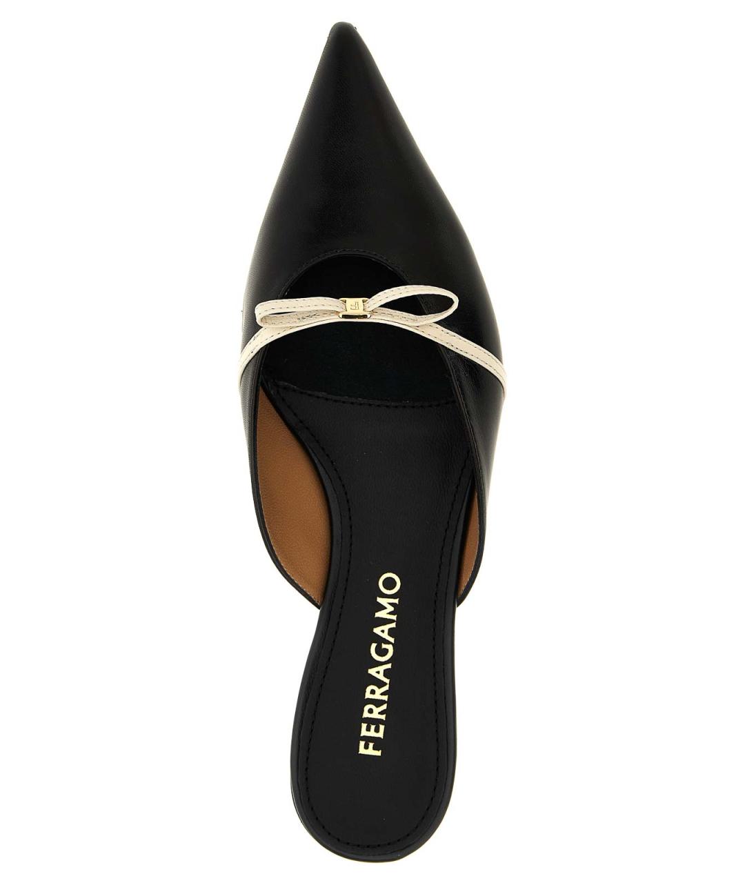FERRAGAMO Черные кожаные мюли, фото 4