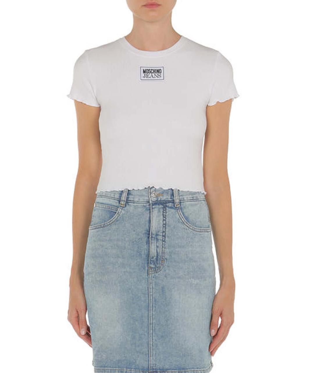 MOSCHINO JEANS Белая вискозная футболка, фото 2