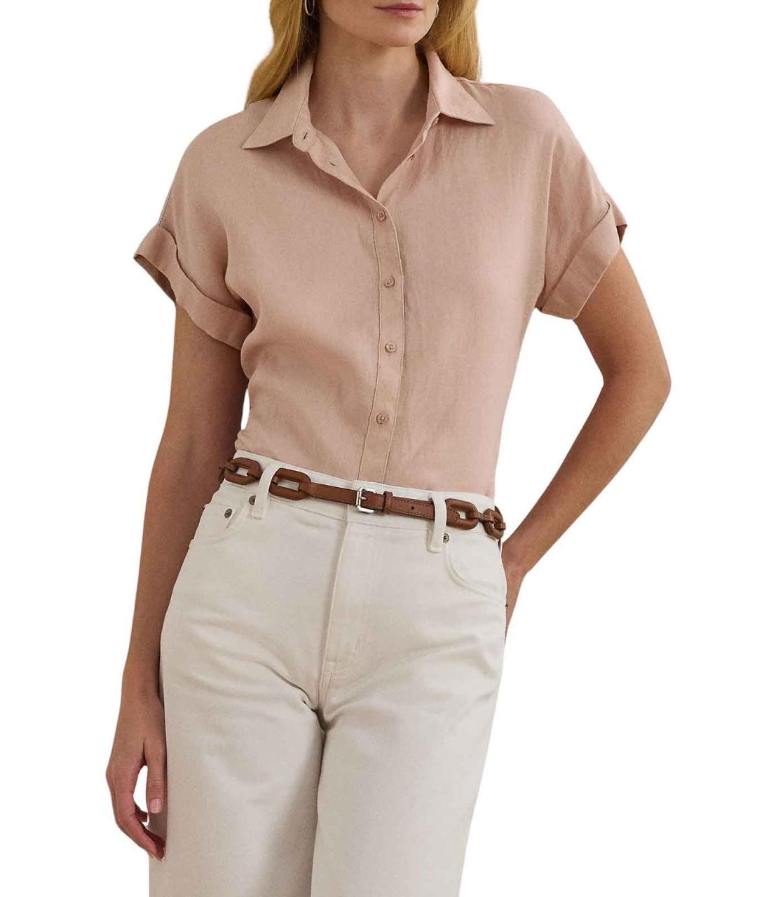 RALPH LAUREN Розовая кожаная рубашка, фото 2