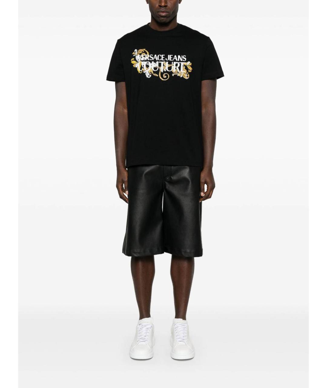 VERSACE JEANS COUTURE Черная хлопковая футболка, фото 4