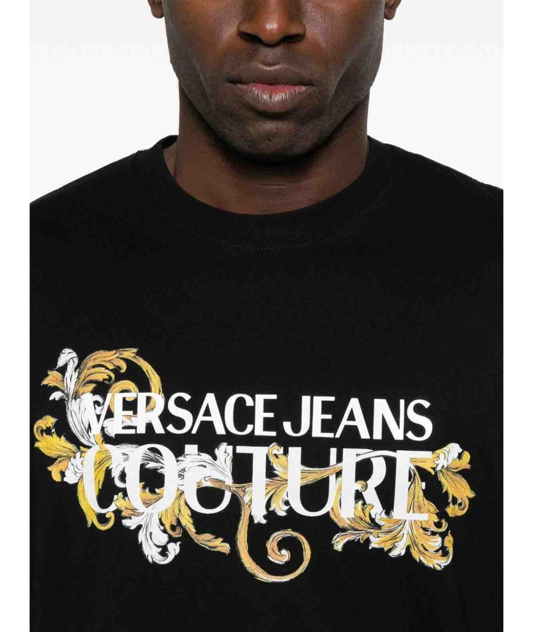 VERSACE JEANS COUTURE Черная хлопковая футболка, фото 3