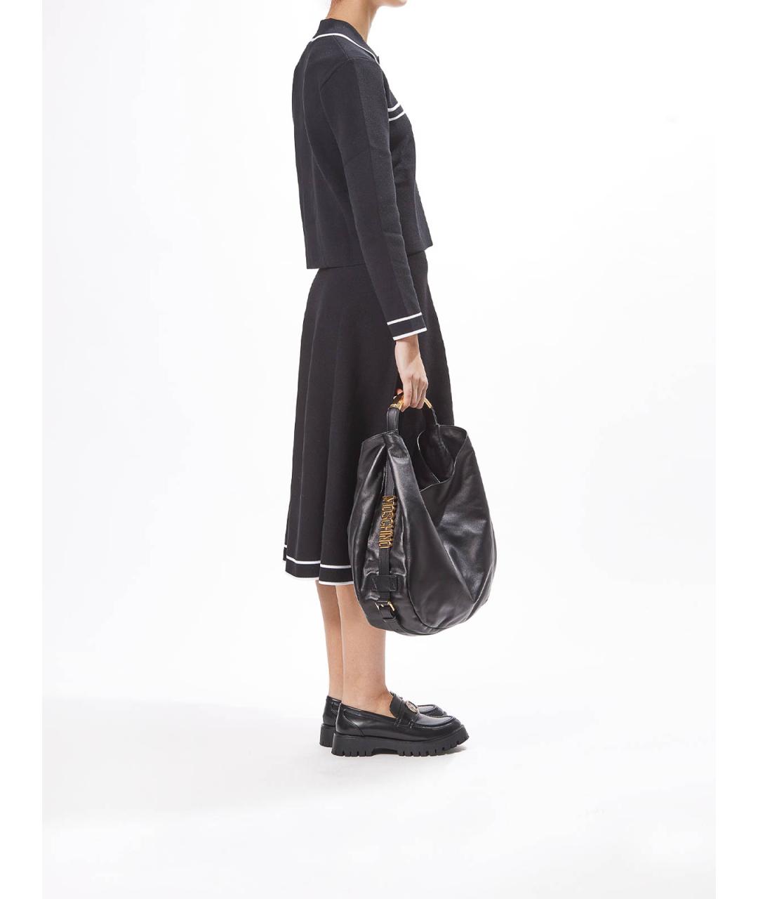 MOSCHINO Черная кожаная сумка тоут, фото 2