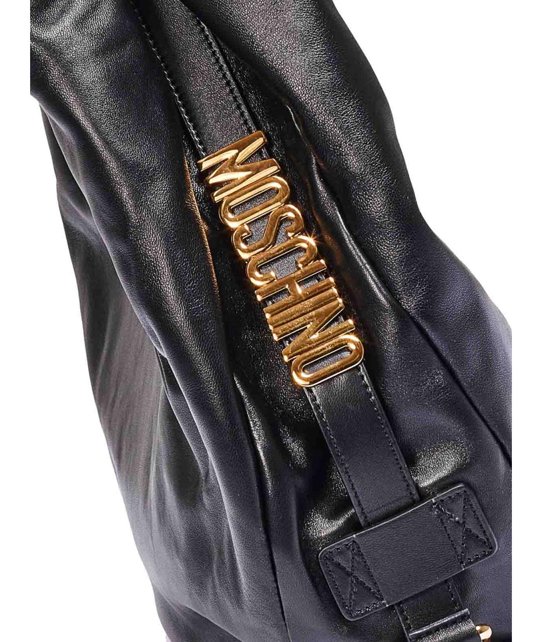 MOSCHINO Черная кожаная сумка тоут, фото 3