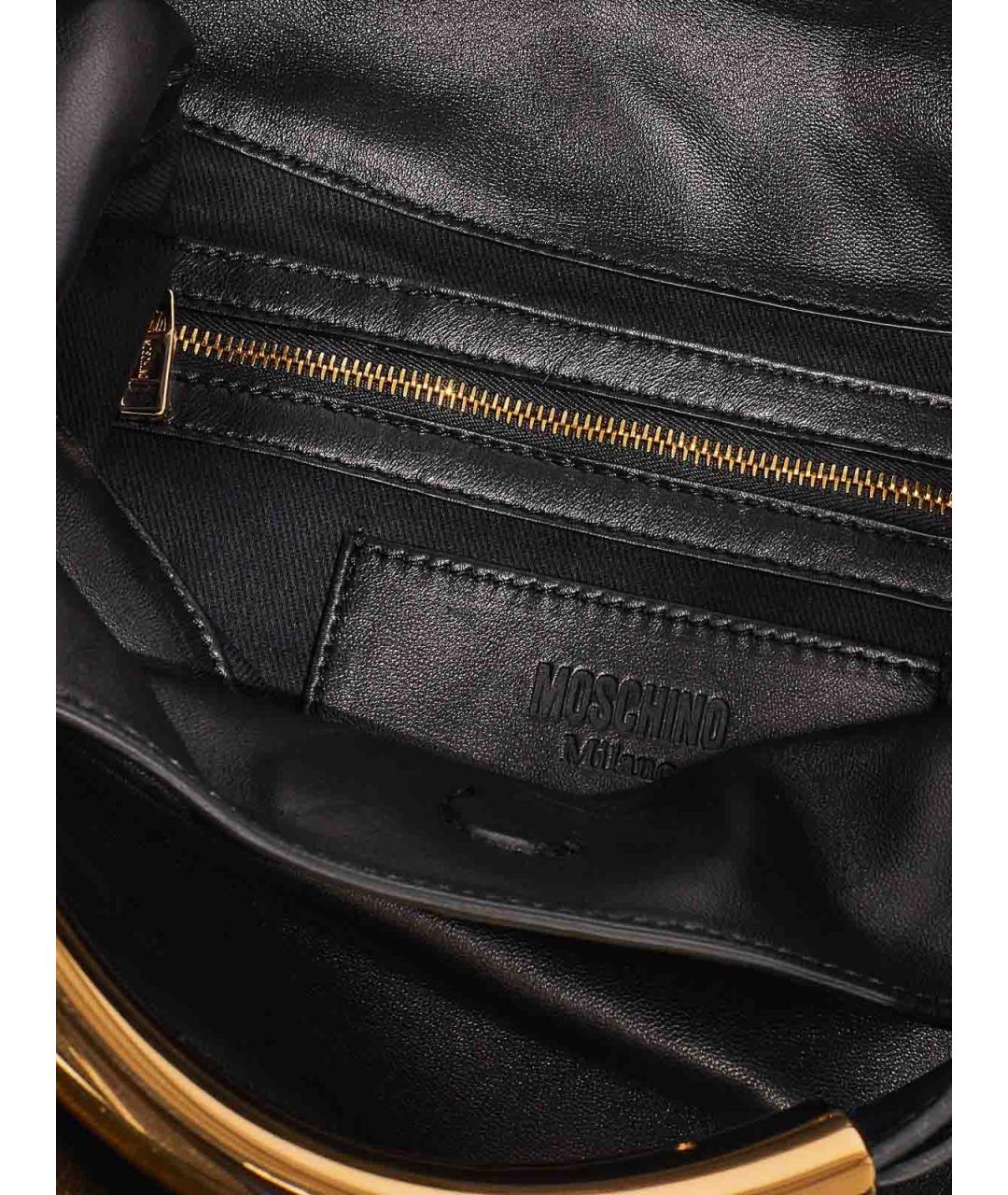 MOSCHINO Черная кожаная сумка тоут, фото 5
