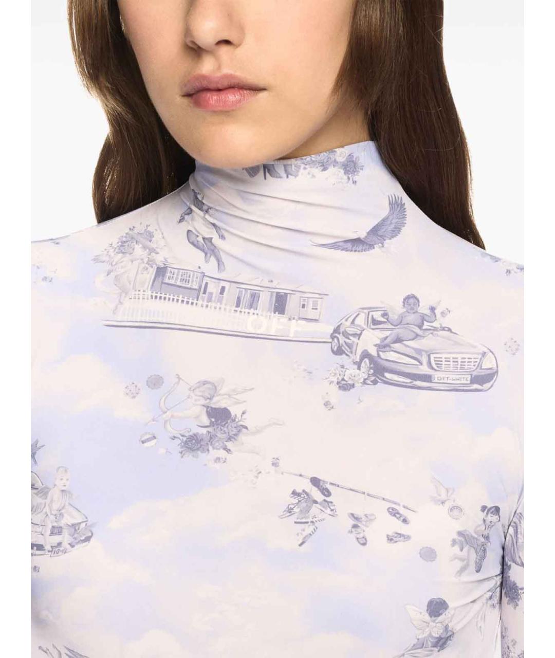 OFF-WHITE Голубое полиамидовое повседневное платье, фото 5