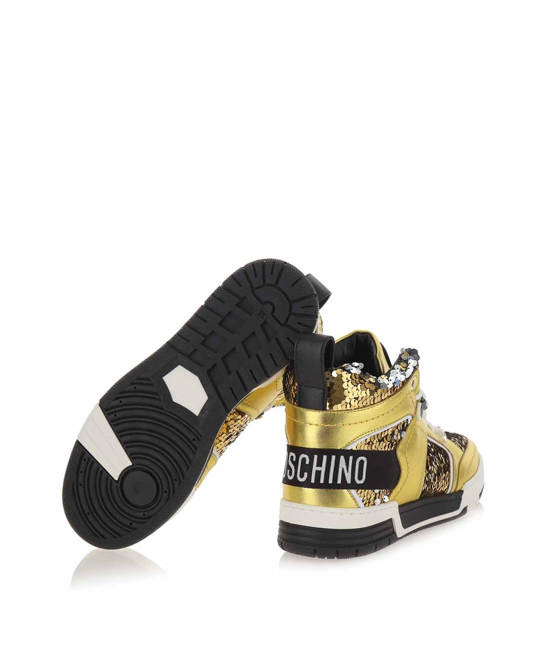 MOSCHINO Золотые кожаные кроссовки, фото 4