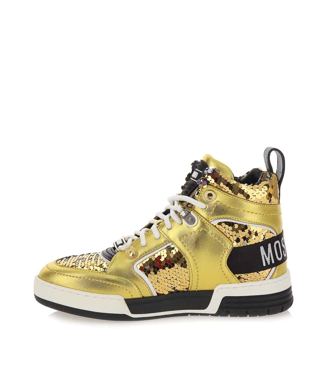 MOSCHINO Золотые кожаные кроссовки, фото 3