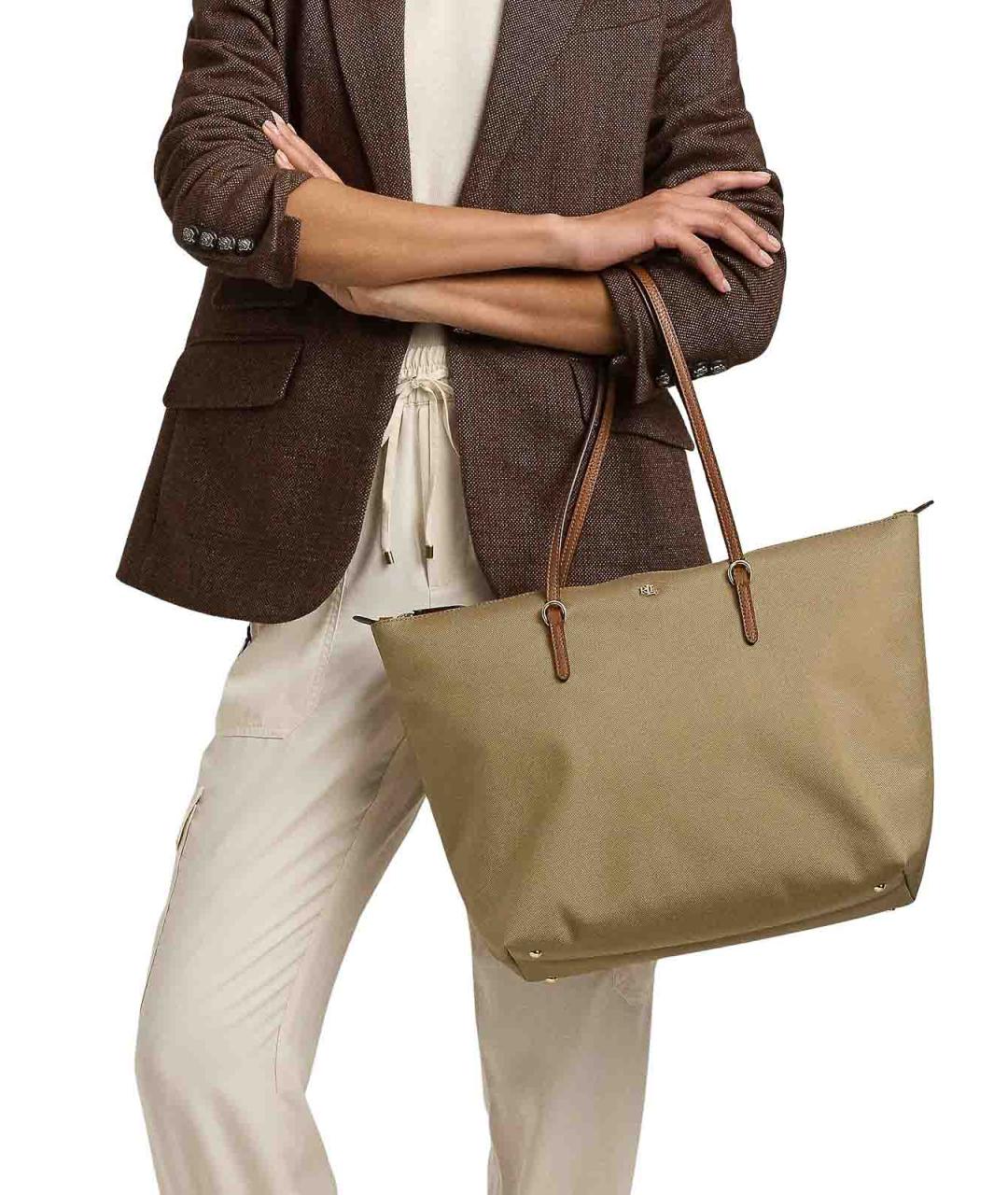 RALPH LAUREN Коричневая кожаная сумка тоут, фото 7