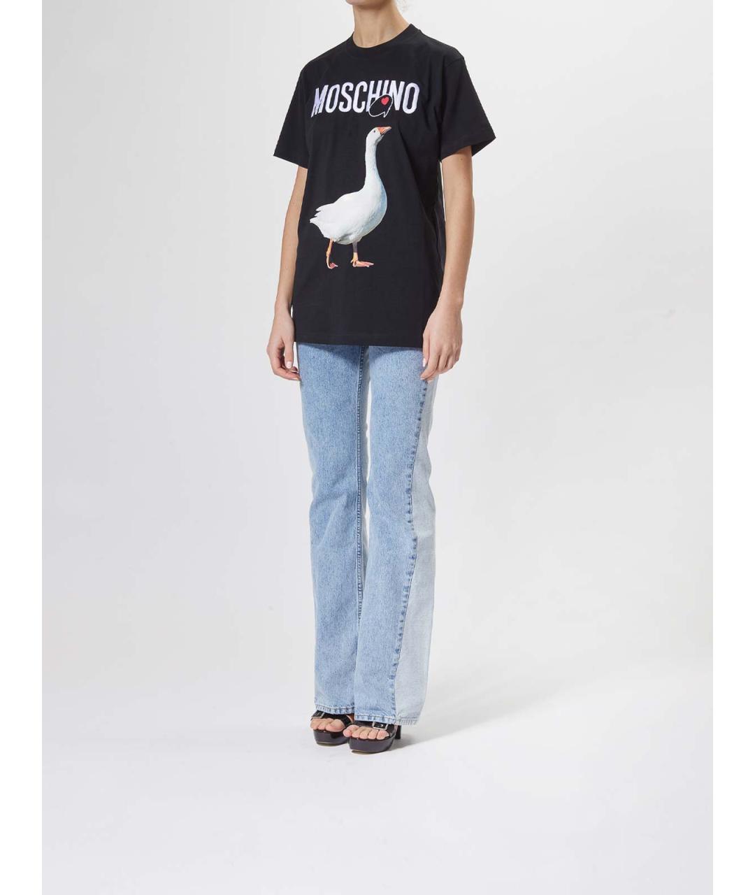 MOSCHINO Черная хлопковая футболка, фото 3