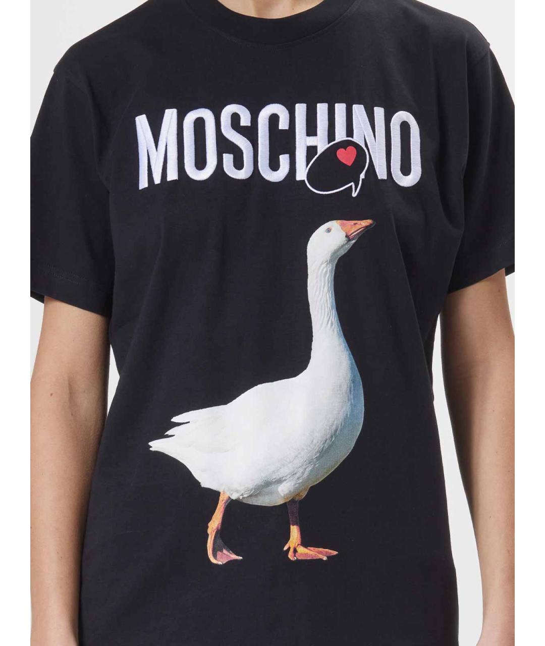 MOSCHINO Черная хлопковая футболка, фото 5