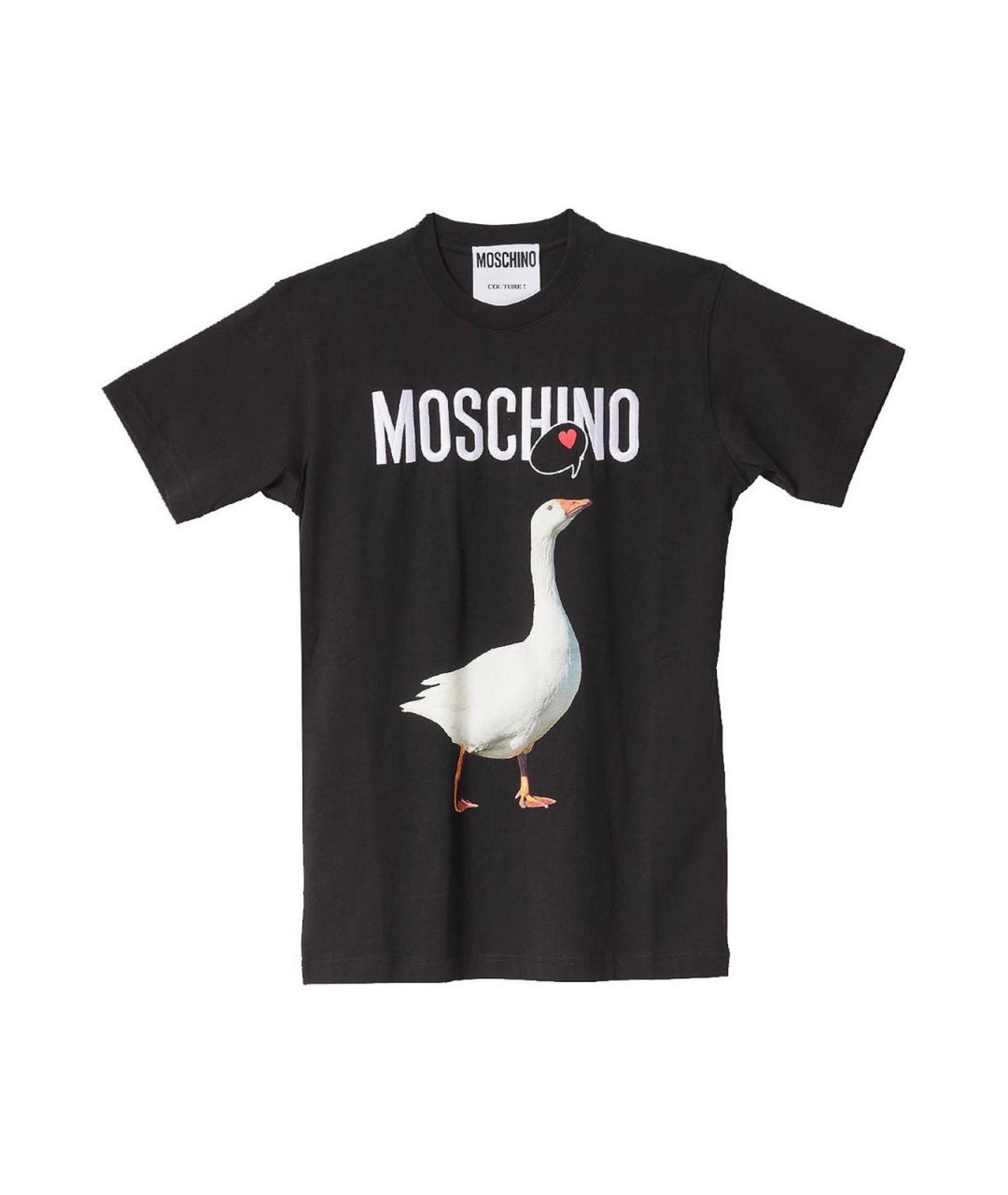 MOSCHINO Черная хлопковая футболка, фото 1