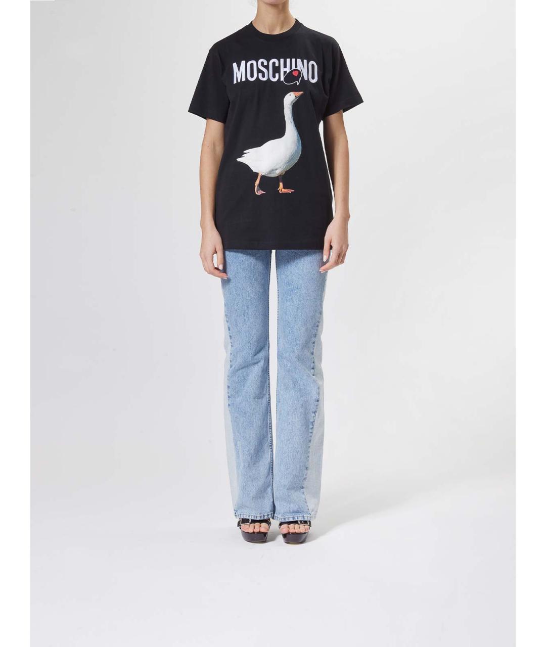 MOSCHINO Черная хлопковая футболка, фото 2