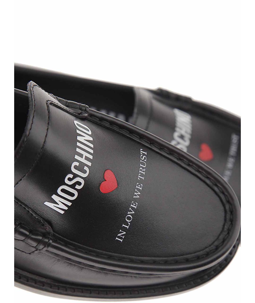 MOSCHINO Черные кожаные лоферы, фото 6