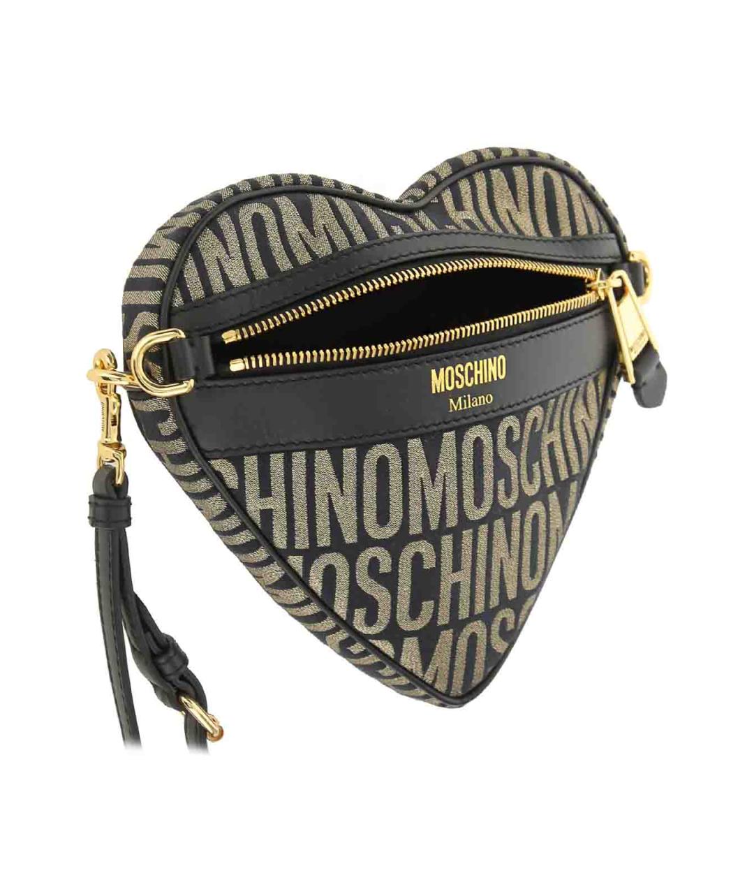 MOSCHINO Черная кожаная сумка через плечо, фото 4
