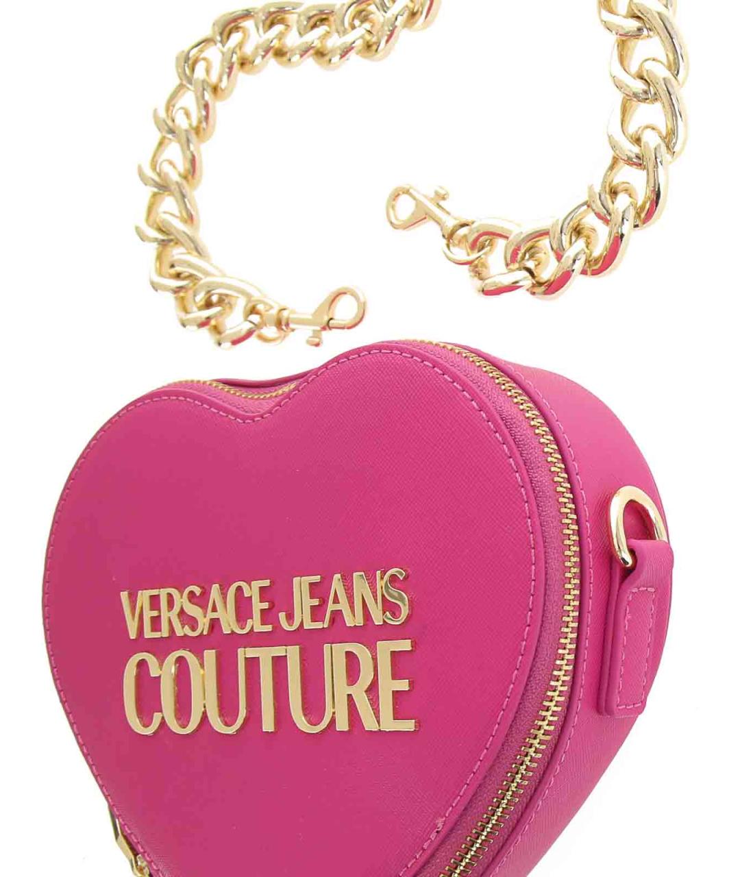 VERSACE JEANS COUTURE Розовая кожаная сумка через плечо, фото 2