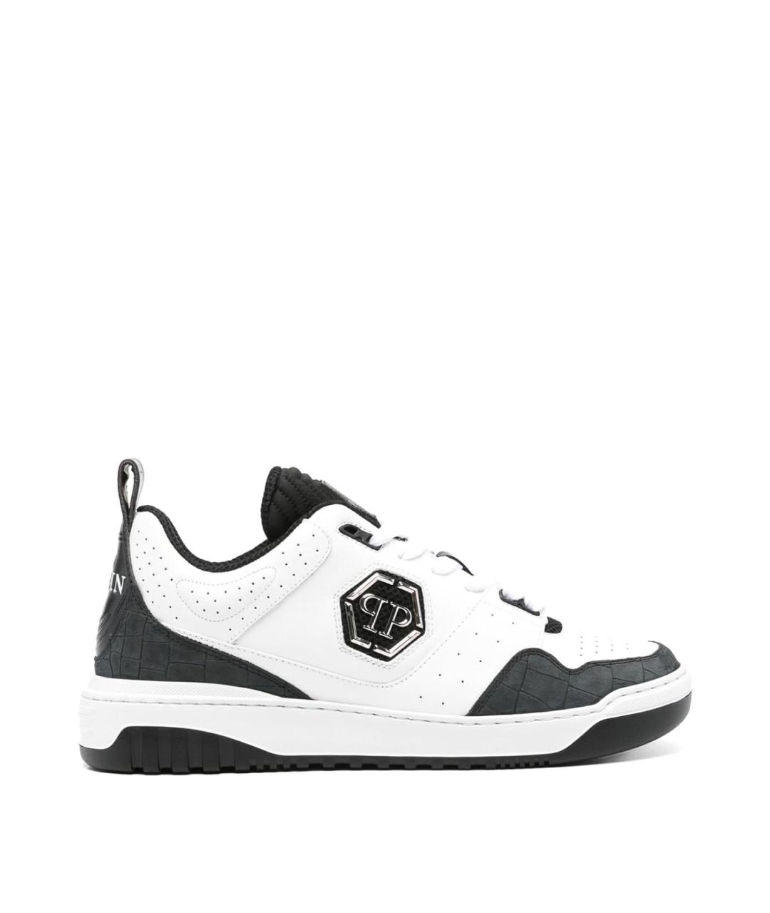 PHILIPP PLEIN Белые кожаные низкие кроссовки / кеды, фото 1