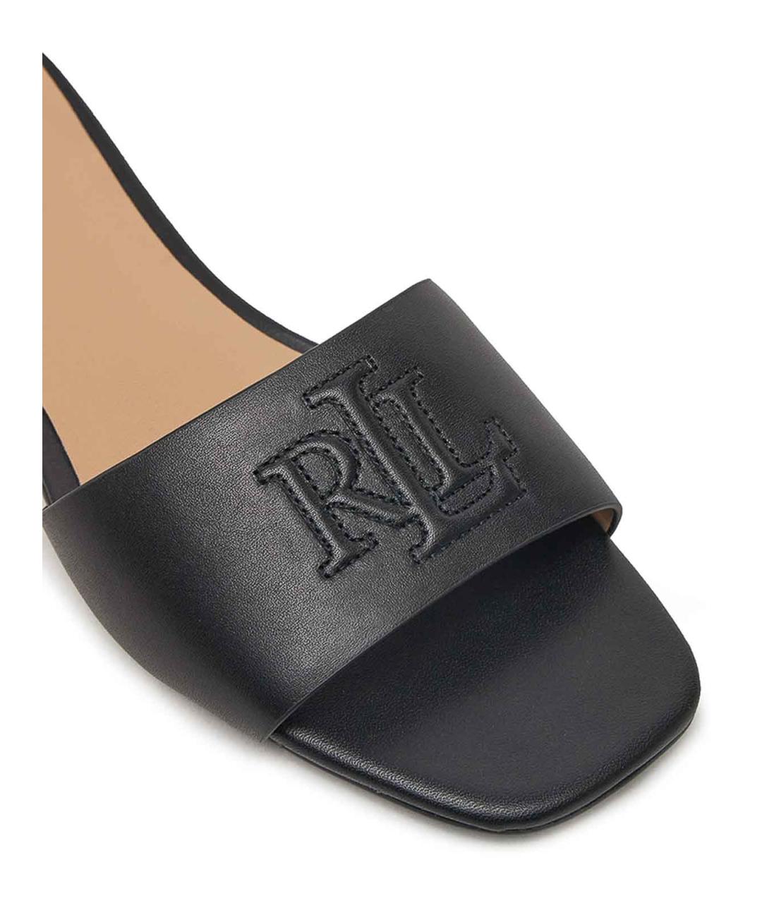 RALPH LAUREN Черные кожаные шлепанцы, фото 6