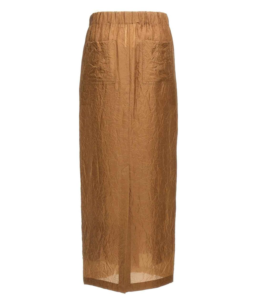 MAX MARA Оранжевая хлопковая юбка миди, фото 3