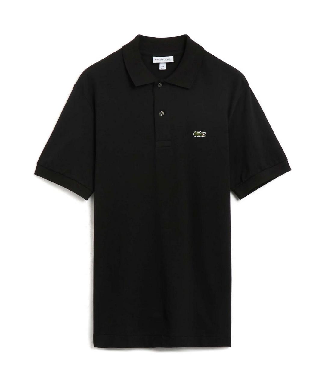 LACOSTE Черное хлопковое поло с коротким рукавом, фото 1