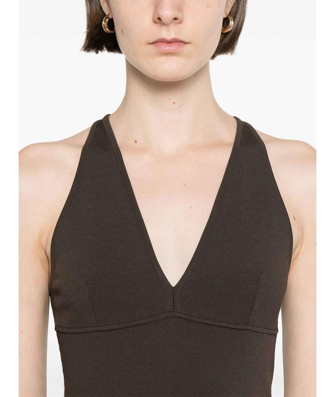 MAX MARA Коричневая хлопковая майка, фото 5