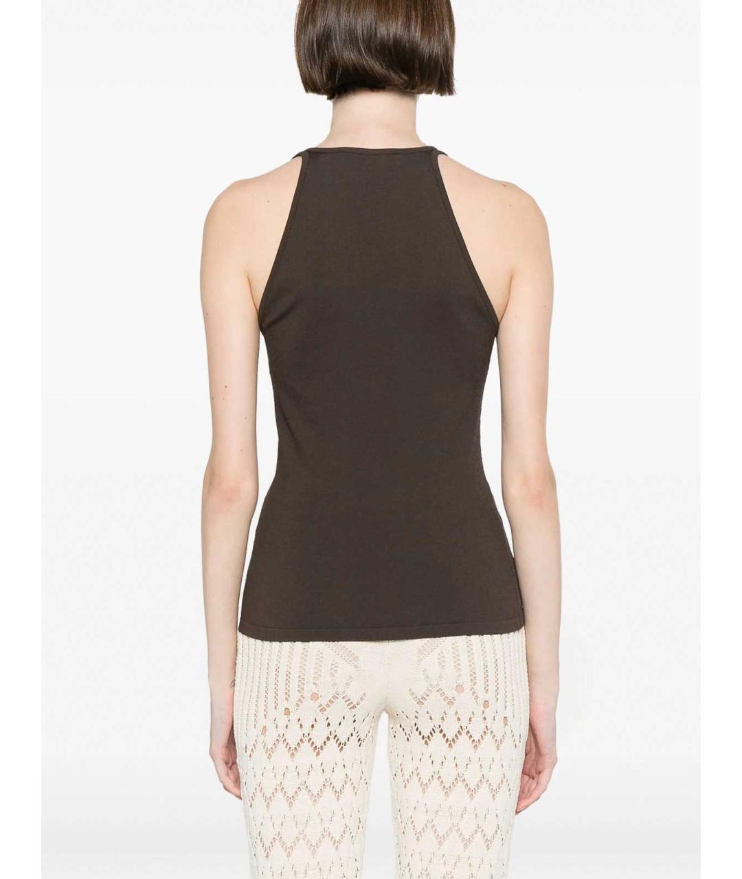 MAX MARA Коричневая хлопковая майка, фото 3