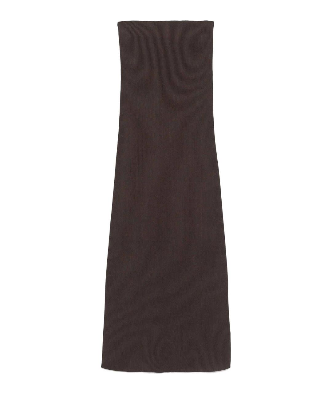 MAX MARA Коричневая хлопковая юбка миди, фото 1