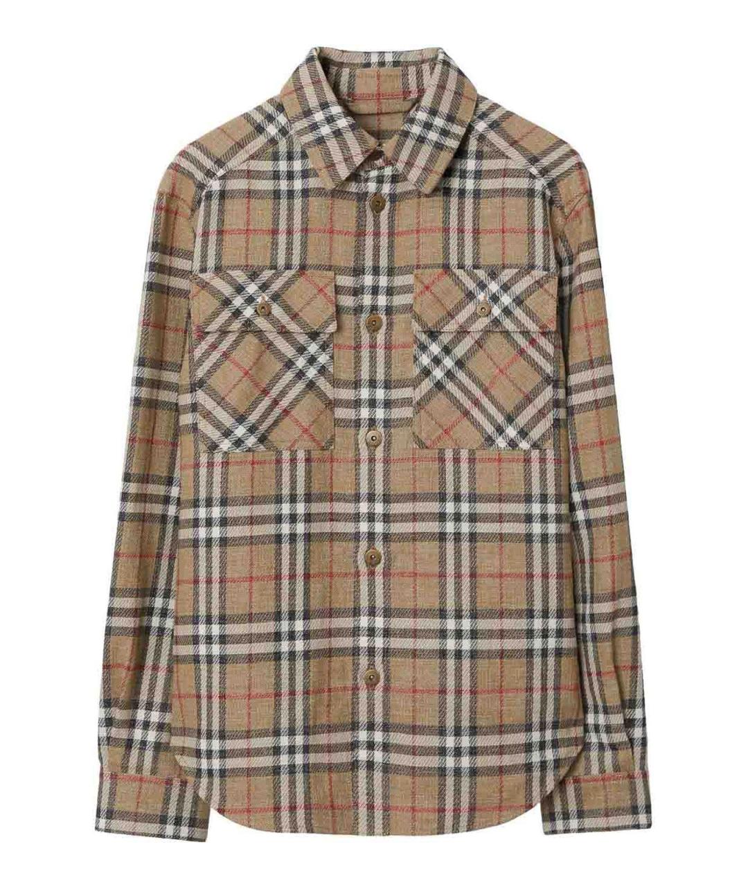BURBERRY Бежевая хлопковая классическая рубашка, фото 1