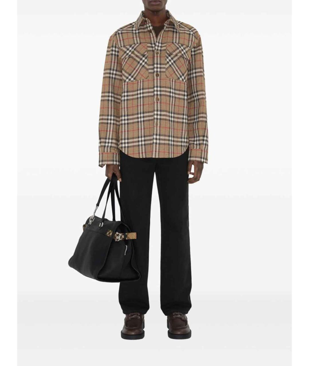 BURBERRY Бежевая хлопковая классическая рубашка, фото 4