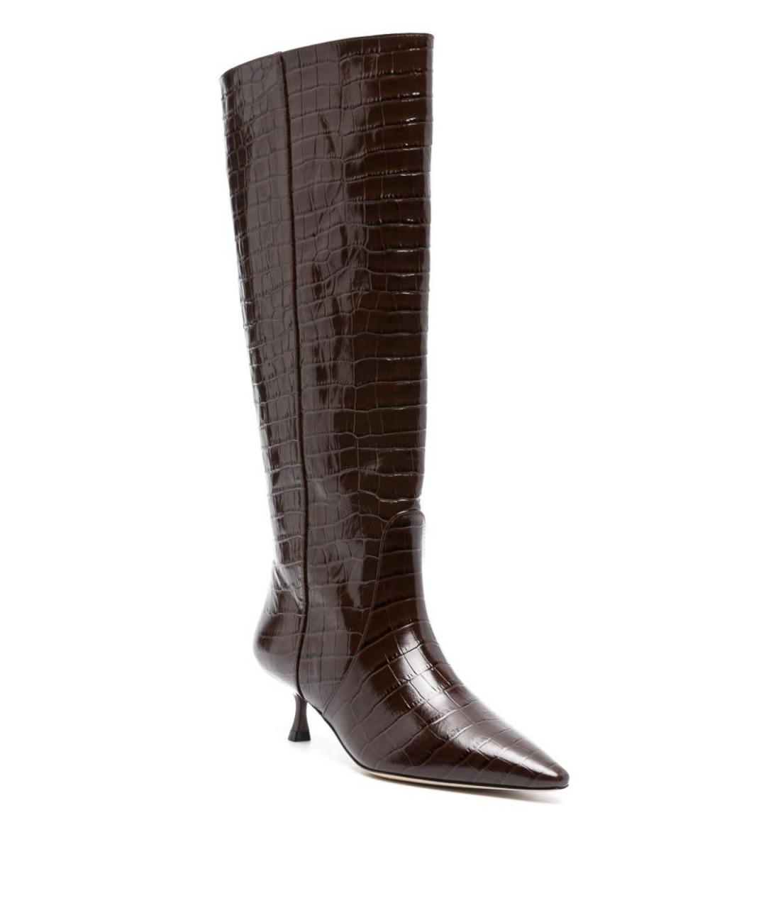 STUART WEITZMAN Коричневые сапоги из лакированной кожи, фото 4