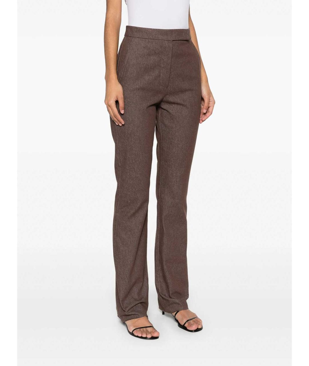 MAX MARA Серые хлопковые прямые брюки, фото 4