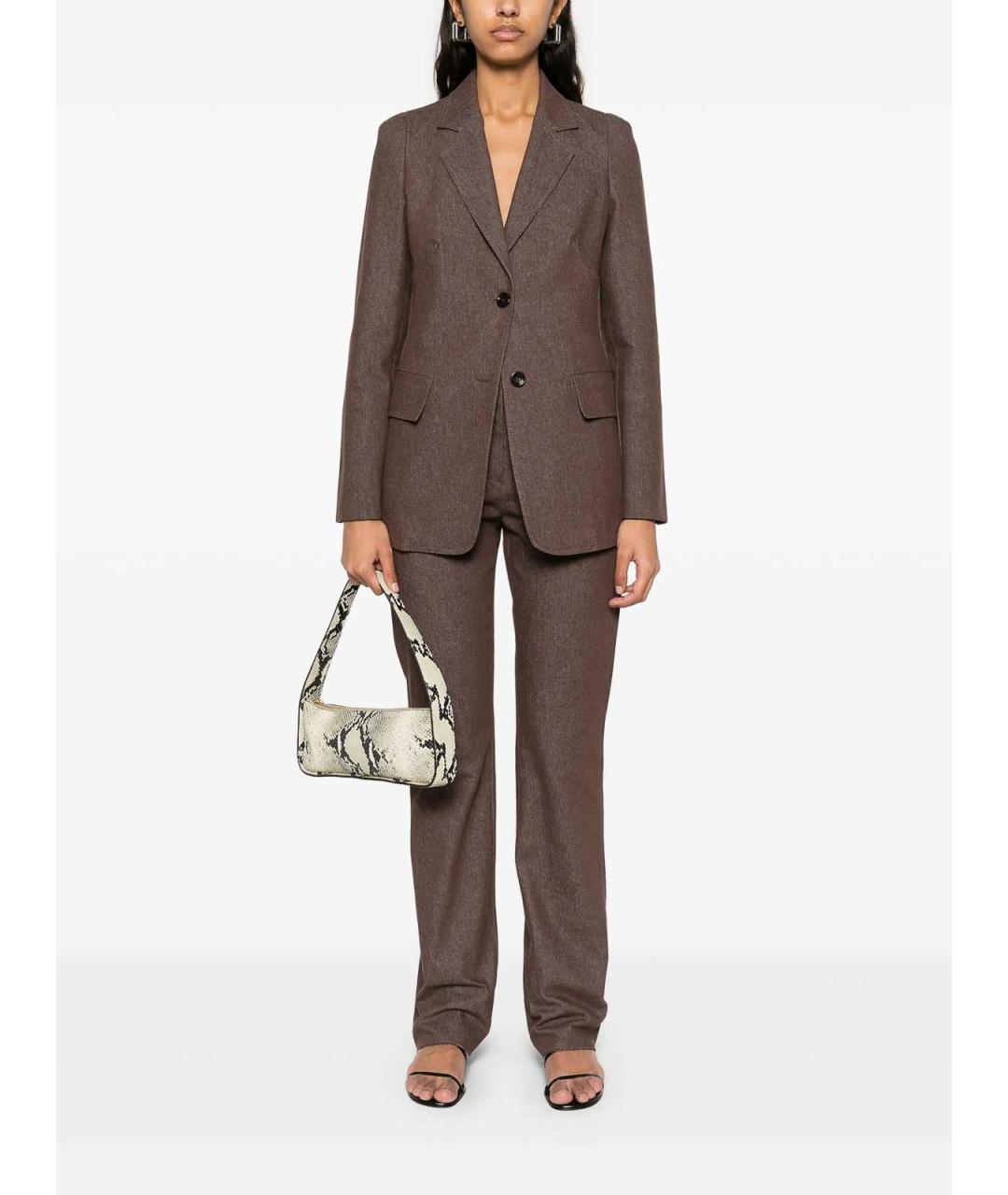 MAX MARA Серые хлопковые прямые брюки, фото 5