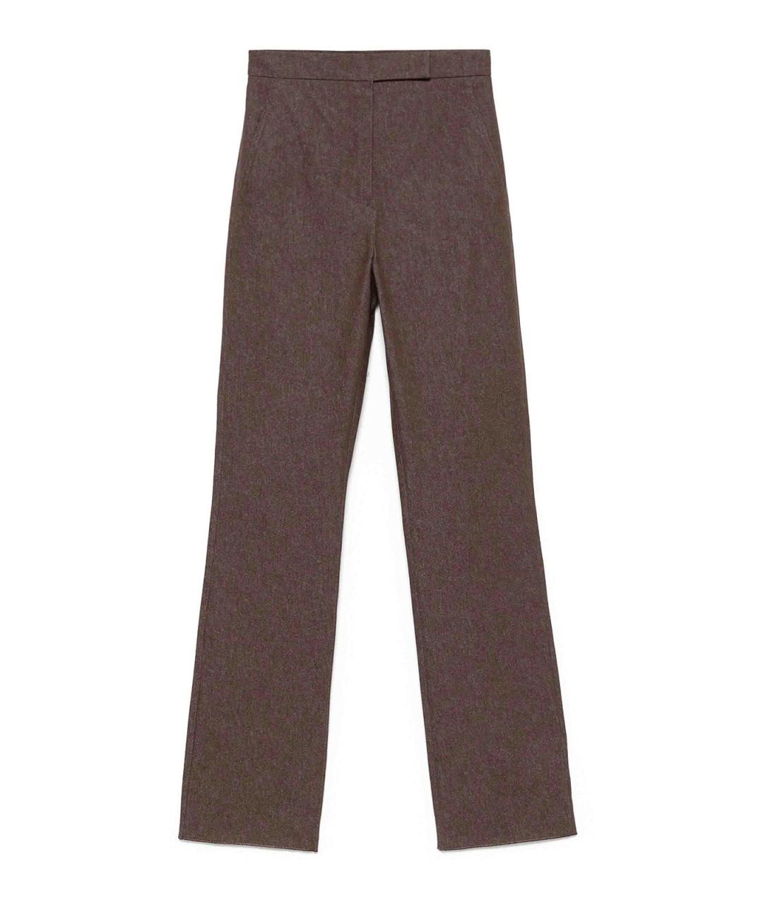 MAX MARA Серые хлопковые прямые брюки, фото 1