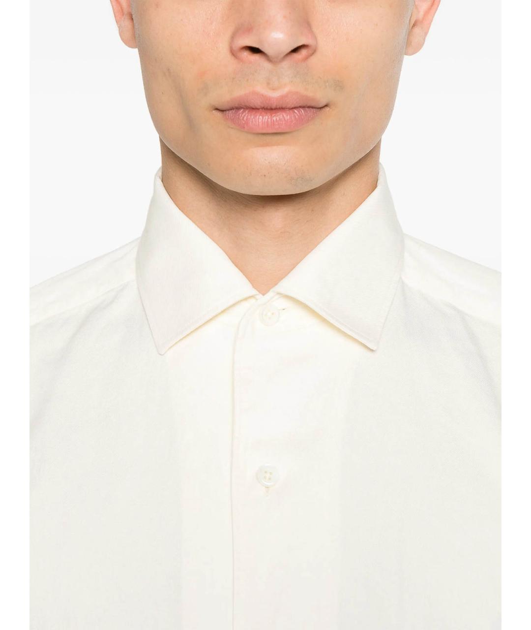 ZEGNA Бежевая хлопковая классическая рубашка, фото 2