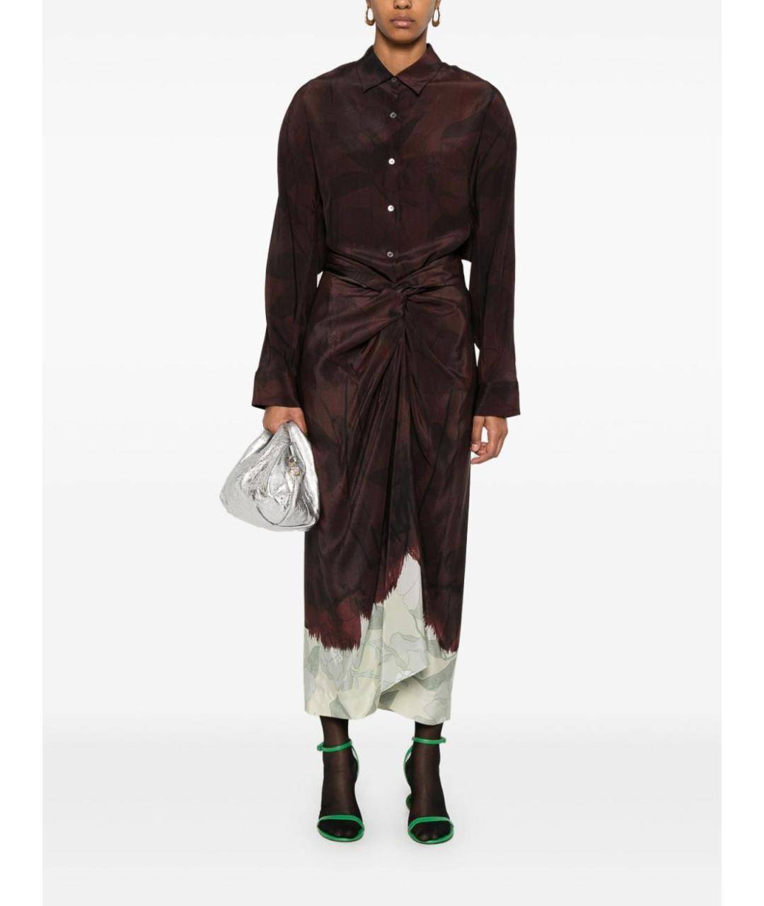 DRIES VAN NOTEN Коричневая вискозная юбка миди, фото 5