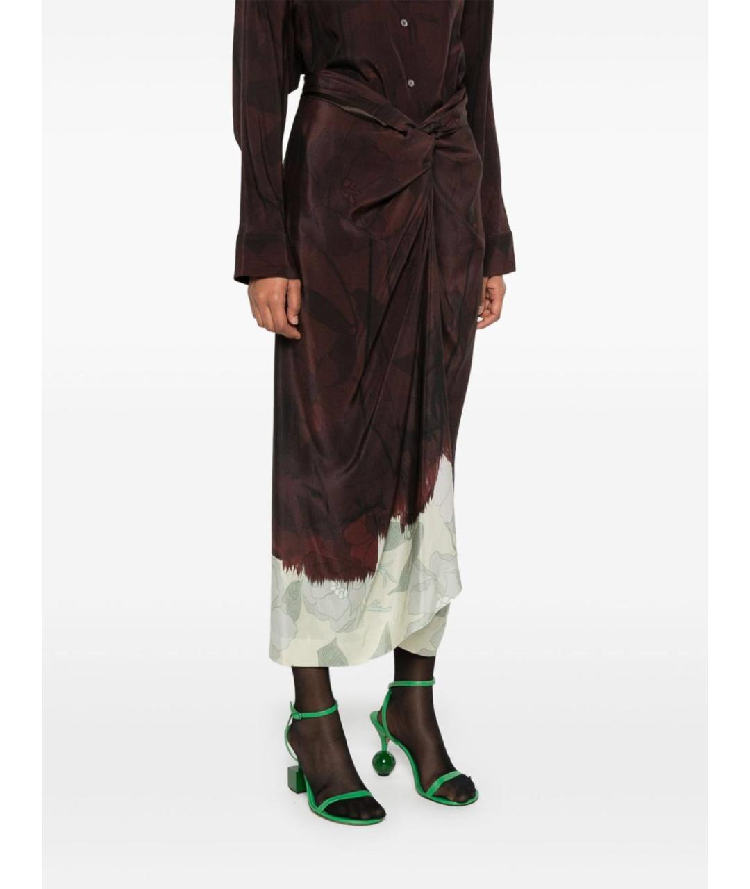 DRIES VAN NOTEN Коричневая вискозная юбка миди, фото 2