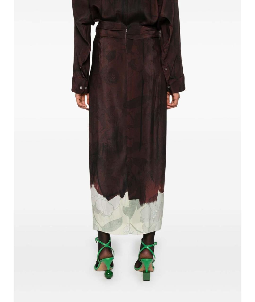 DRIES VAN NOTEN Коричневая вискозная юбка миди, фото 3