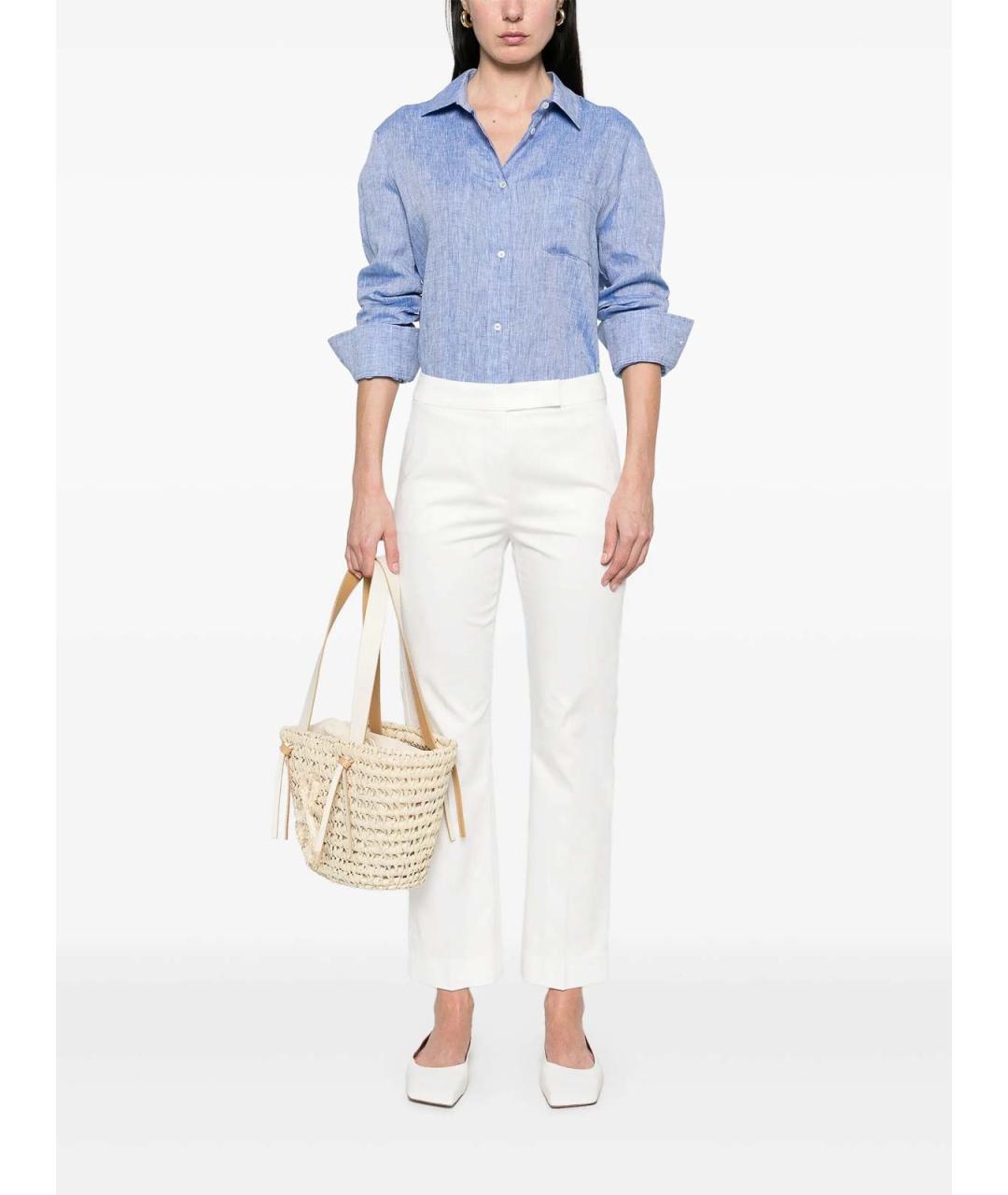 MAX MARA Белые хлопковые брюки широкие, фото 5