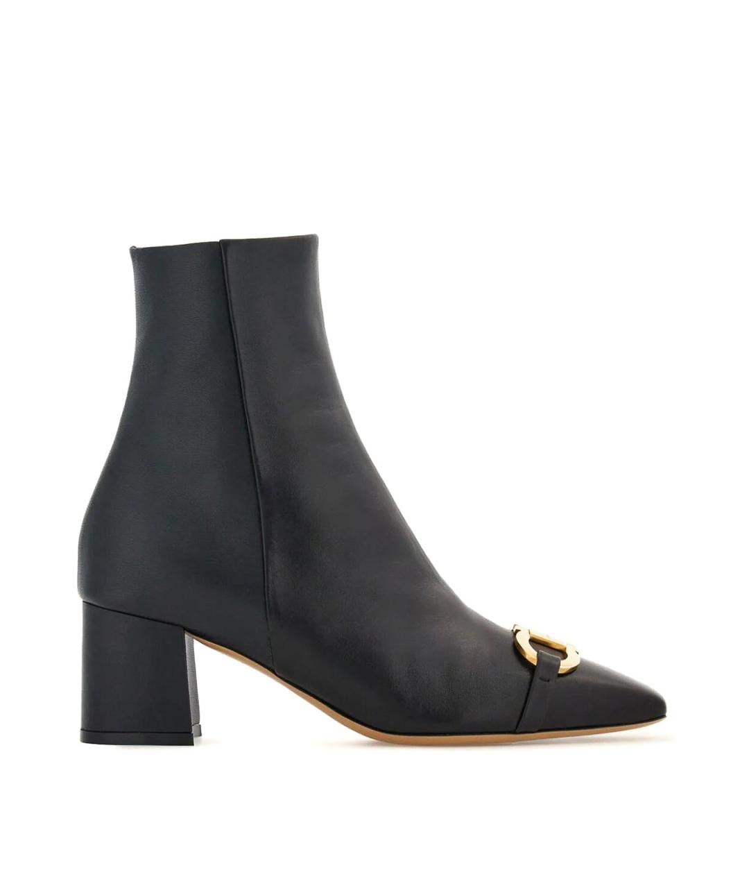 FERRAGAMO Черные кожаные ботильоны, фото 1