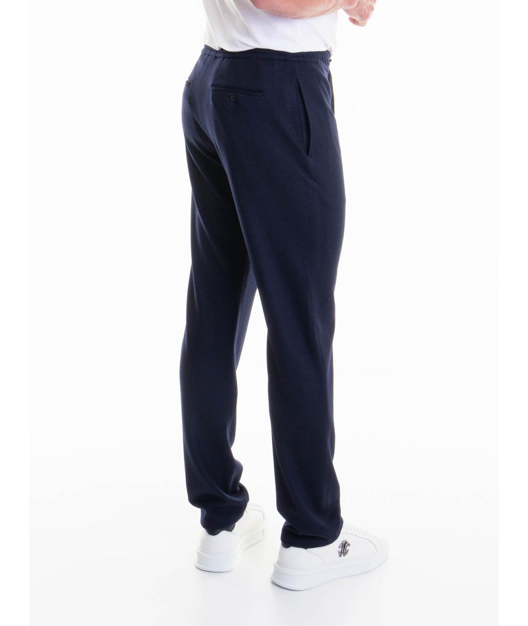 CANALI Синие шерстяные повседневные брюки, фото 4