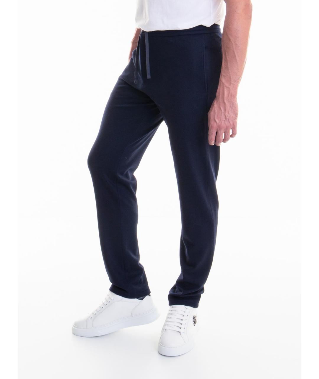 CANALI Синие шерстяные повседневные брюки, фото 2