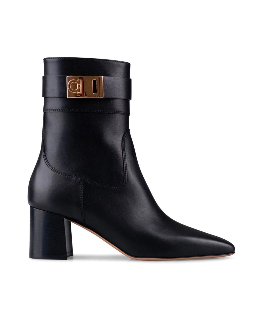 FERRAGAMO Черные кожаные ботильоны, фото 1