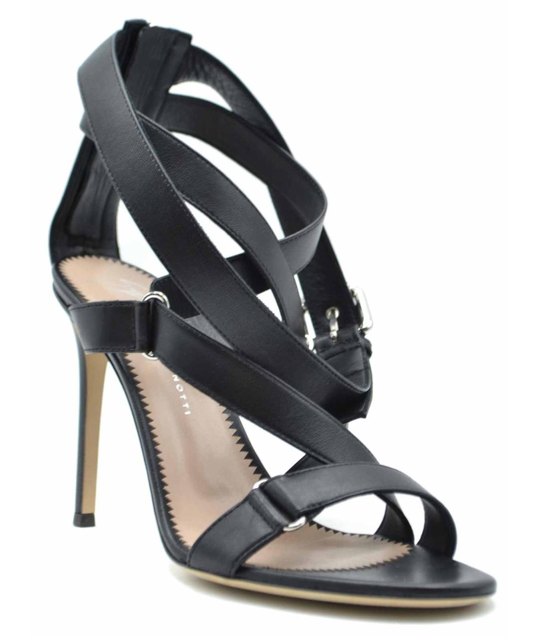 GIUSEPPE ZANOTTI DESIGN Черные кожаные сандалии, фото 2