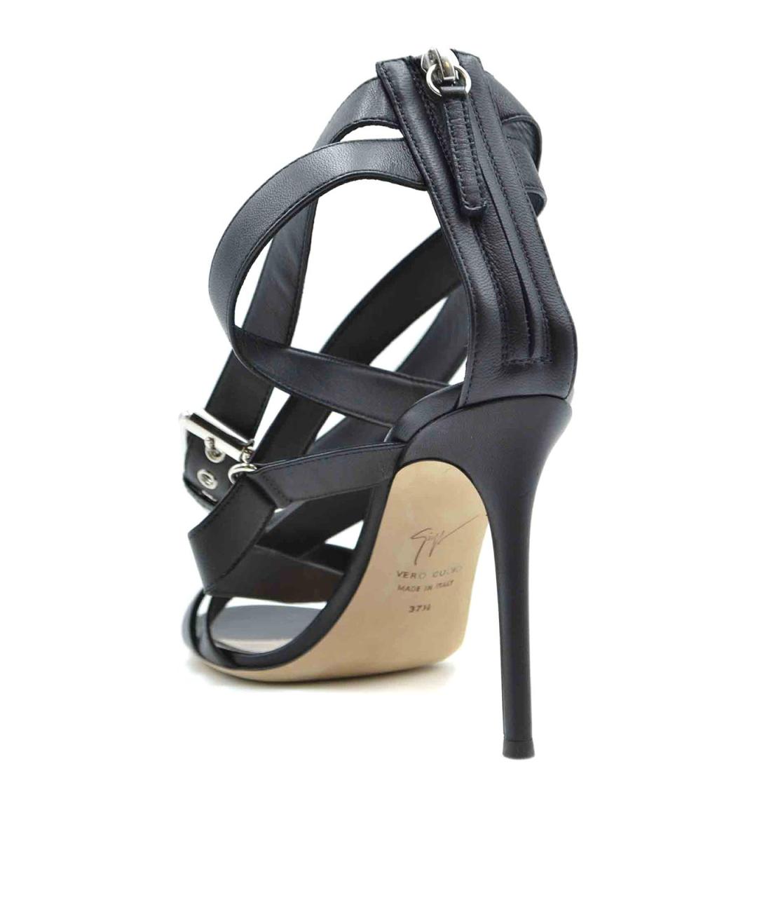 GIUSEPPE ZANOTTI DESIGN Черные кожаные сандалии, фото 4