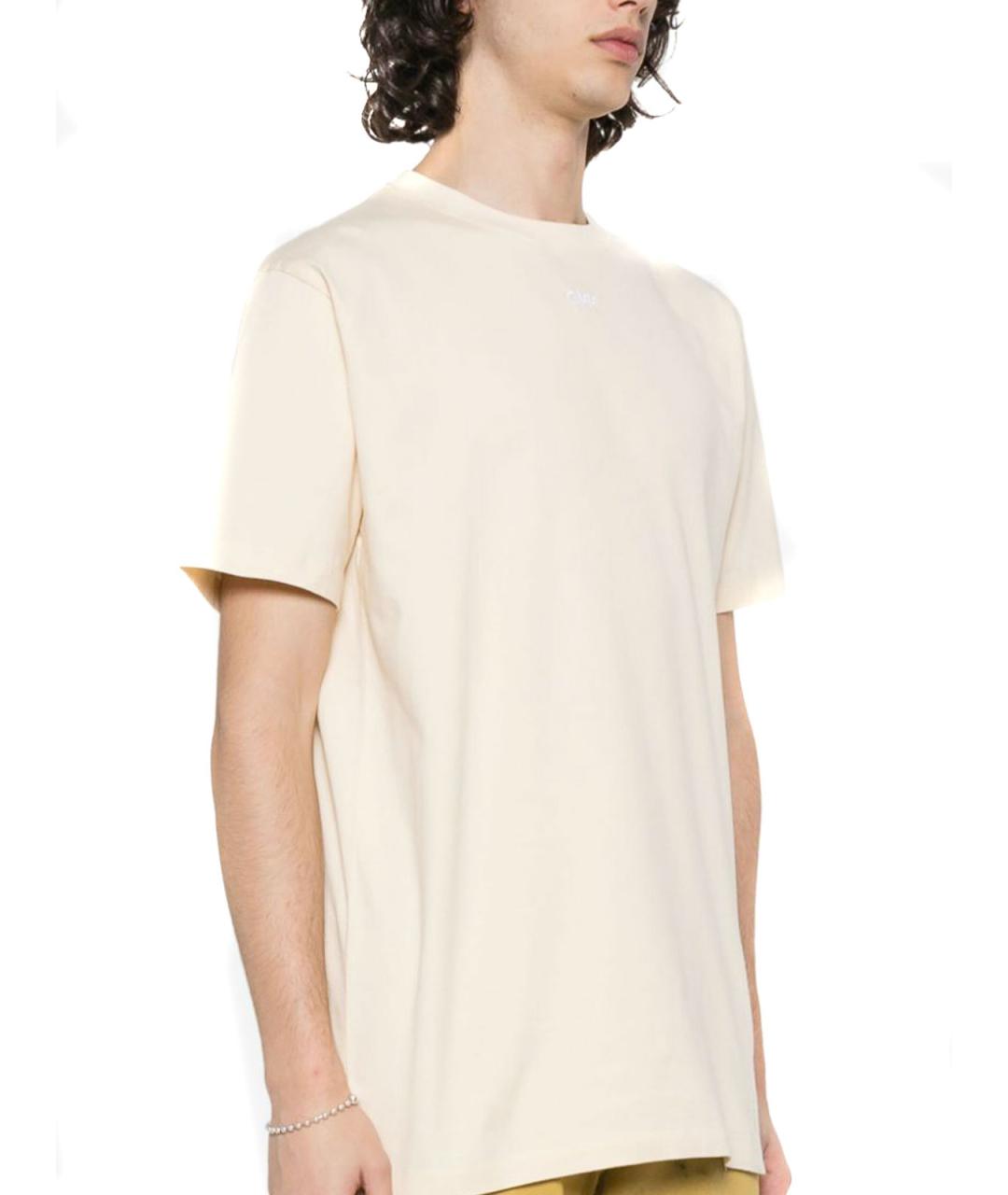 OFF-WHITE Бежевая хлопковая футболка, фото 4