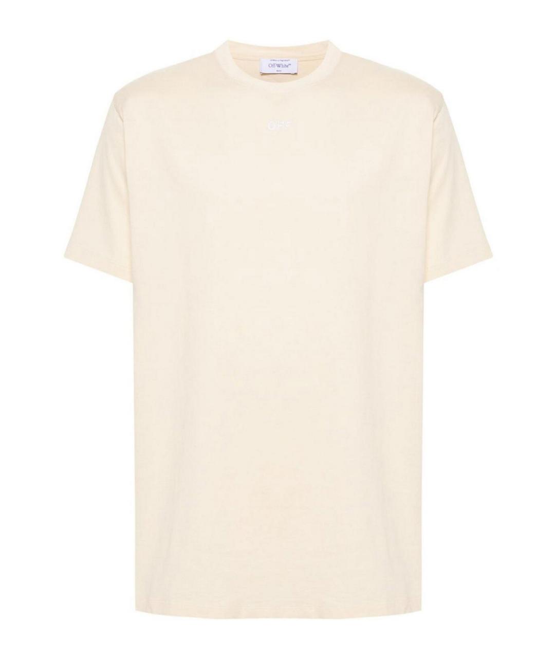 OFF-WHITE Бежевая хлопковая футболка, фото 1